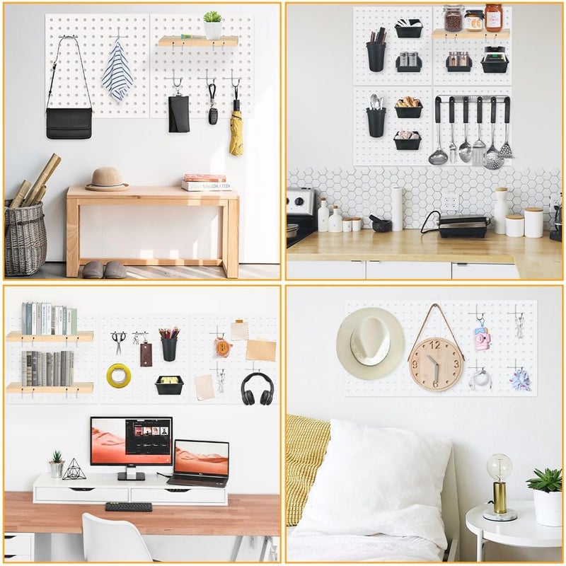 Dobures 4PCS Pegboard,Metal PegBoard, Peg Board Wall Organizer, Pegboard Storage System for Workbench, Shop, Shed Modular Peg Board Organizer Board Kit - Image 2